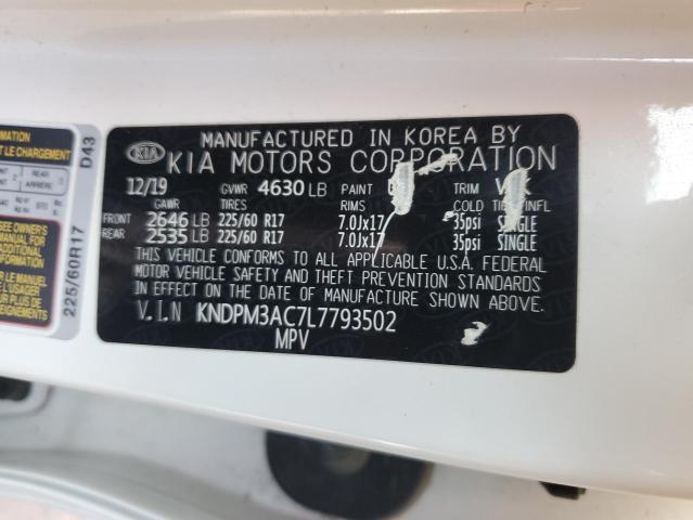 KNDPM3AC7L7793502 - 2020 KIA SPORTAGE LX WHITE photo 13