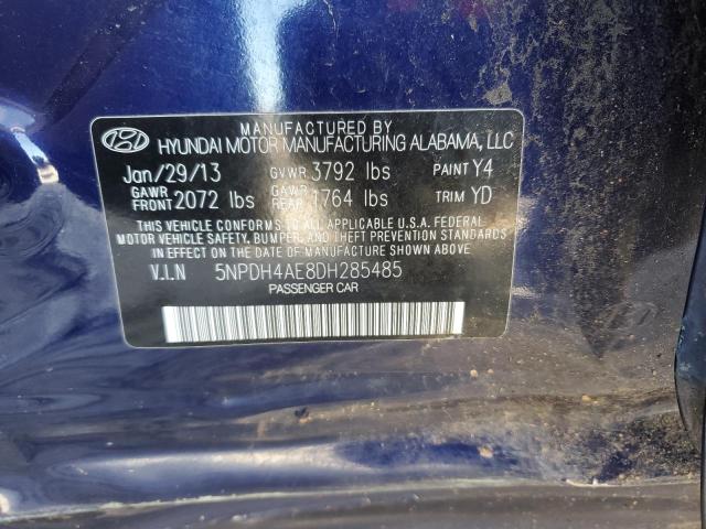 5NPDH4AE8DH285485 - 2013 HYUNDAI ELANTRA GLS BLUE photo 12