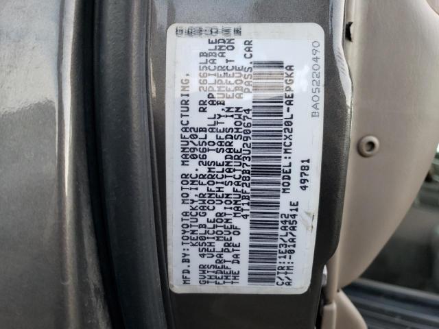 4T1BF28B73U290674 - 2003 TOYOTA AVALON XL GRAY photo 12