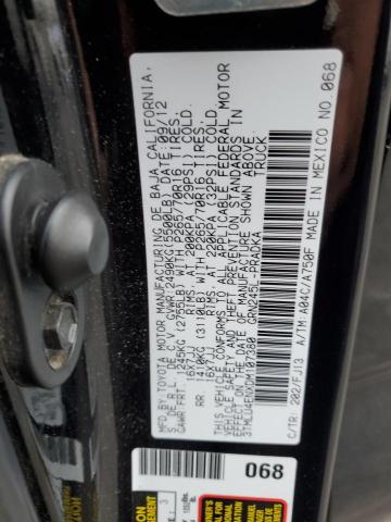 3TMLU4ENXDM107380 - 2013 TOYOTA TACOMA DOUBLE CAB BLACK photo 12