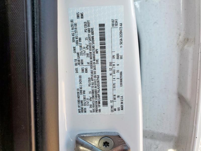 1FMCU0F76JUD28762 - 2018 FORD ESCAPE S Ақ фото 12
