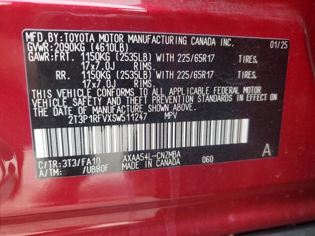 2T3P1RFVXSW511247 - 2025 TOYOTA RAV4 XLE RED photo 13