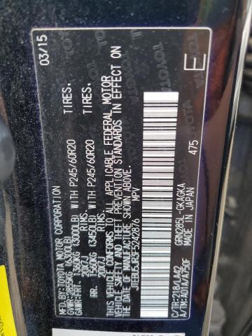 JTEBU5JR3F5242876 - 2015 TOYOTA 4RUNNER SR5/SR5 PREMIUM Қара фото 12