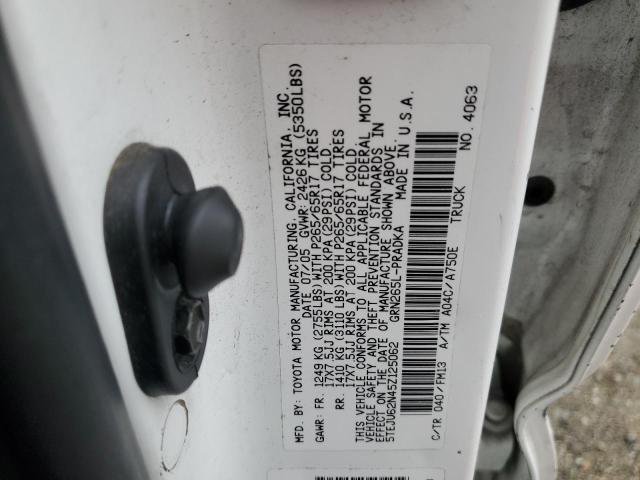 5TEJU62N45Z125062 - 2005 TOYOTA TACOMA DOUBLE CAB PRERUNNER WHITE photo 12