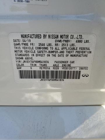 JN1EV7APXKM541874 - 2019 INFINITI Q50 LUXE WHITE photo 13