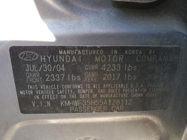 KMHWF35H55A128112 - 2005 HYUNDAI SONATA GLS GRAY photo 12