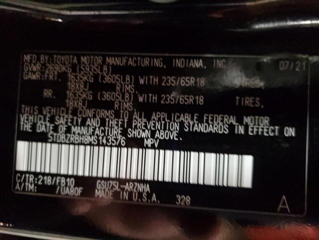 5TDBZRBH8MS143576 - 2021 TOYOTA HIGHLANDER L 黑色 照片 14