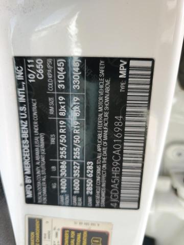 4JGDA5HB9CA016984 - 2012 MERCEDES-BENZ ML 350 4MATIC WHITE photo 13