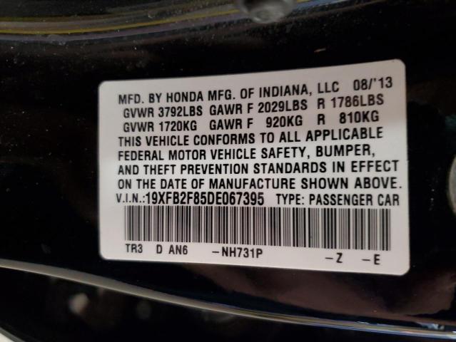 19XFB2F85DE067395 - 2013 HONDA CIVIC EX Қара фото 13