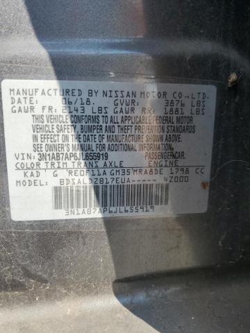 3N1AB7AP6JL655919 - 2018 NISSAN SENTRA S GRAY photo 13