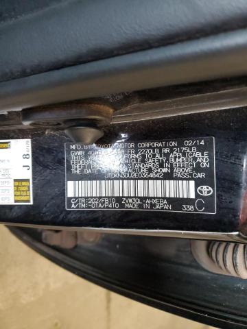 JTDKN3DU2E0364842 - 2014 TOYOTA PRIUS BLACK photo 12