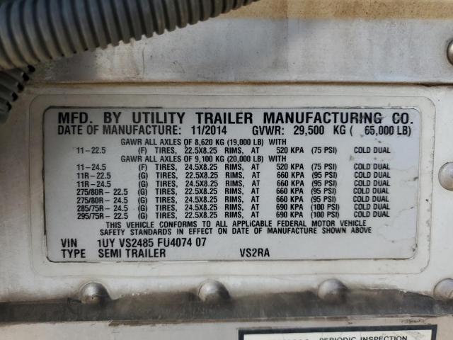 1UYVS2485FU407407 - 2015 UTILITY VS2RA თეთრი ფოტო 10