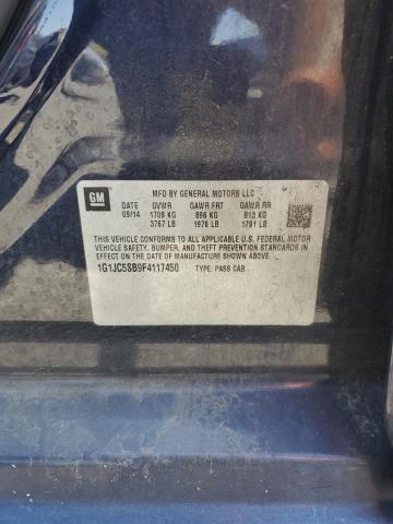 1G1JC5SB9F4117450 - 2015 CHEVROLET SONIC LT Көк фото 12