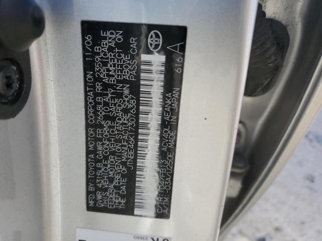 JTNBE46K173076387 - 2007 TOYOTA CAMRY CE SILVER photo 12