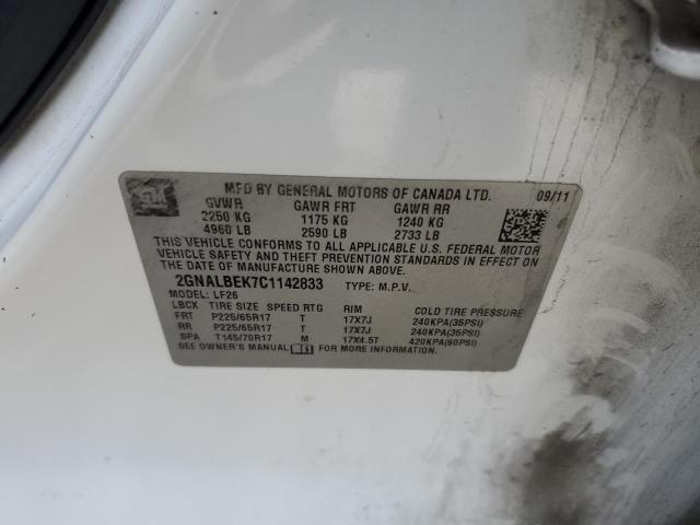 2GNALBEK7C1142833 - 2012 CHEVROLET EQUINOX LS WHITE photo 13