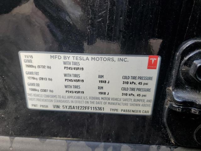 5YJSA1E22FF115361 - 2015 TESLA MODEL S BLACK photo 12