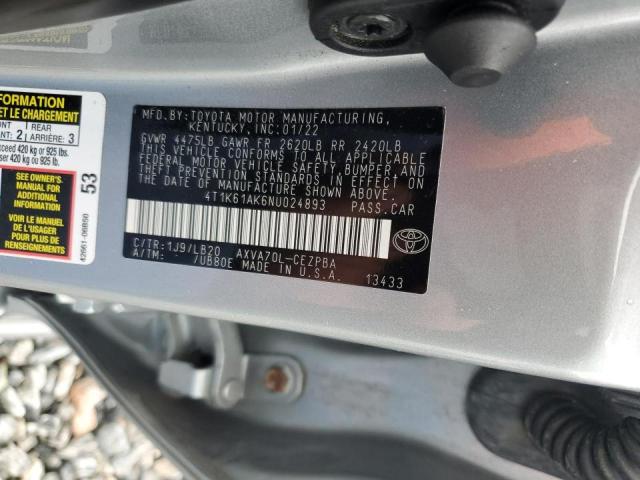 4T1K61AK6NU024893 - 2022 TOYOTA CAMRY XSE Gümüş foto 12