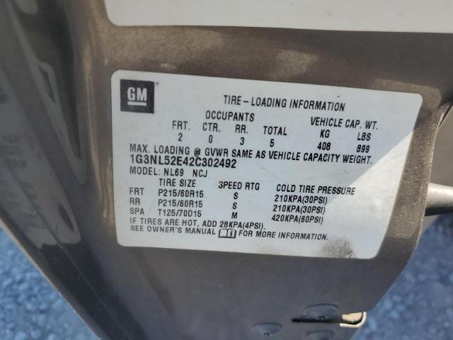 1G3NL52E42C302492 - 2002 OLDSMOBILE ALERO GL 金色 照片 12