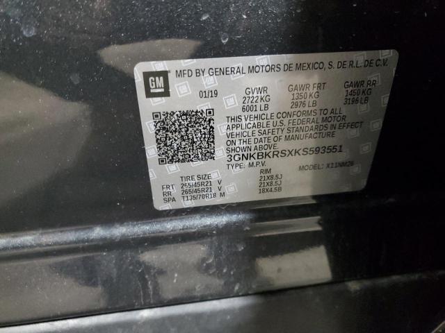 3GNKBKRSXKS593551 - 2019 CHEVROLET BLAZER PREMIER GRAY photo 12