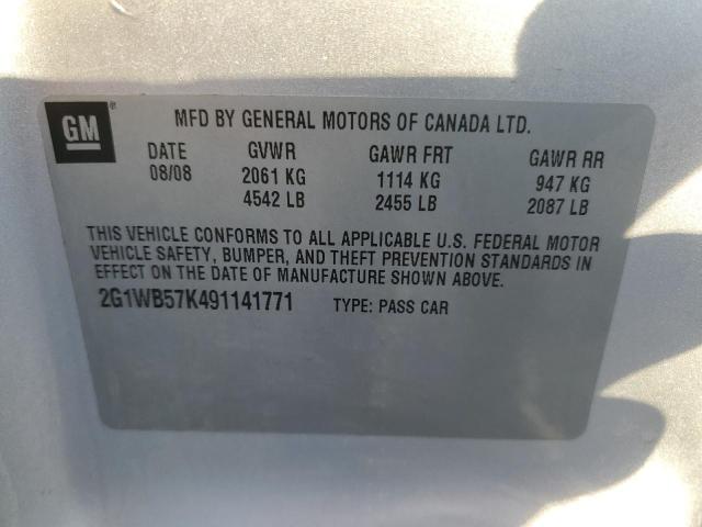 2G1WB57K491141771 - 2009 CHEVROLET IMPALA LS SILVER photo 12