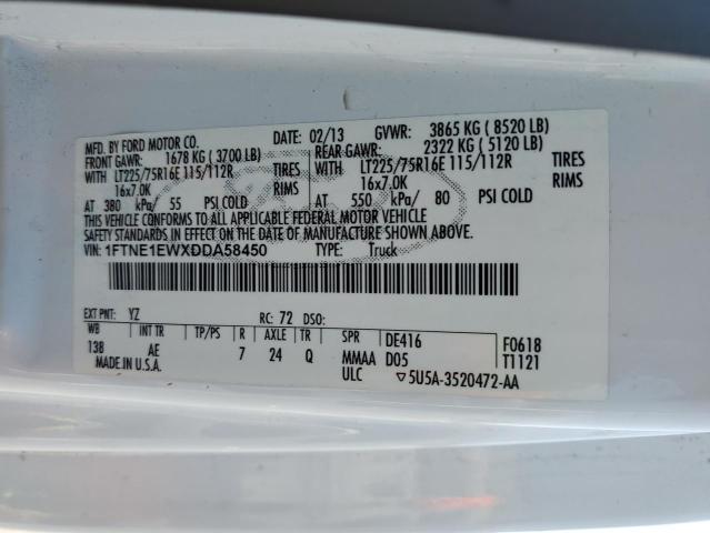 1FTNE1EWXDDA58450 - 2013 FORD ECONOLINE E150 VAN თეთრი ფოტო 13