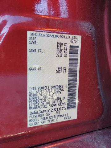 1N4AL3AP4EC281675 - 2014 NISSAN ALTIMA 2.5 棕色 照片 12