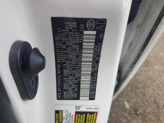 2T1BU4EE9BC604874 - 2011 TOYOTA COROLLA BASE Ақ фото 12