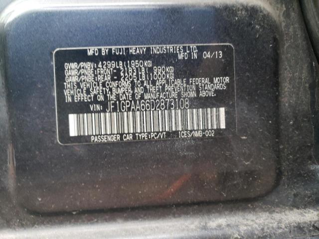 JF1GPAA66D2873108 - 2013 SUBARU IMPREZA GRAY photo 12