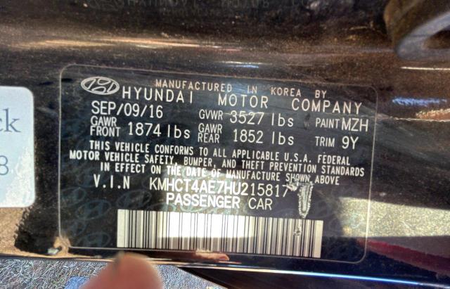 KMHCT4AE7HU215817 - 2017 HYUNDAI ACCENT SE BLACK photo 10