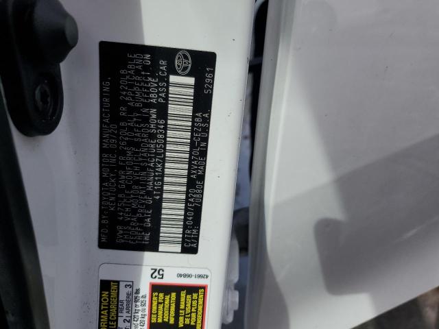 4T1G11AK7LU508346 - 2020 TOYOTA CAMRY SE WHITE photo 12