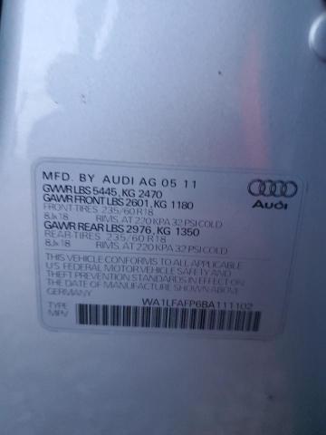 WA1LFAFP6BA111102 - 2011 AUDI Q5 PREMIUM PLUS SILVER photo 12