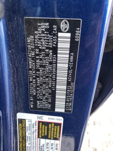 4T4BE46K99R061834 - 2009 TOYOTA CAMRY BASE Blau Foto 12