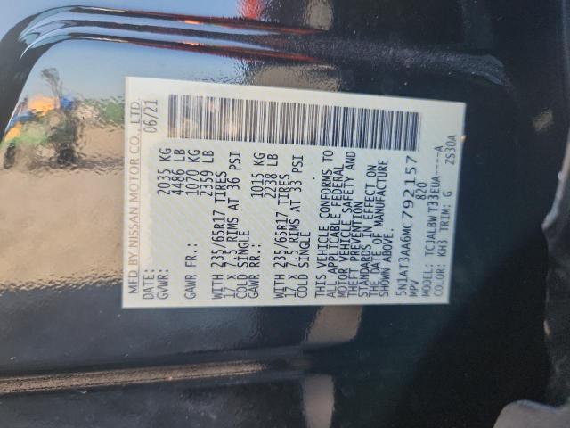 5N1AT3AA6MC792157 - 2021 NISSAN ROGUE S შავი ფოტო 14