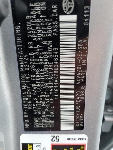 4T1G11AK7RU246546 - 2024 TOYOTA CAMRY SE NIGHT SHADE SILVER photo 13