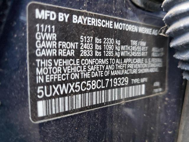 5UXWX5C58CL719329 - 2012 BMW X3 XDRIVE28I BLUE photo 13