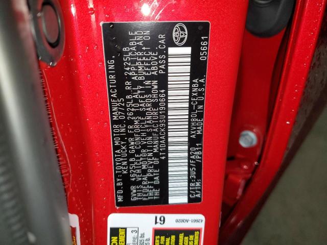 4T1DAACK9SU190664 - 2025 TOYOTA CAMRY XSE RED photo 12