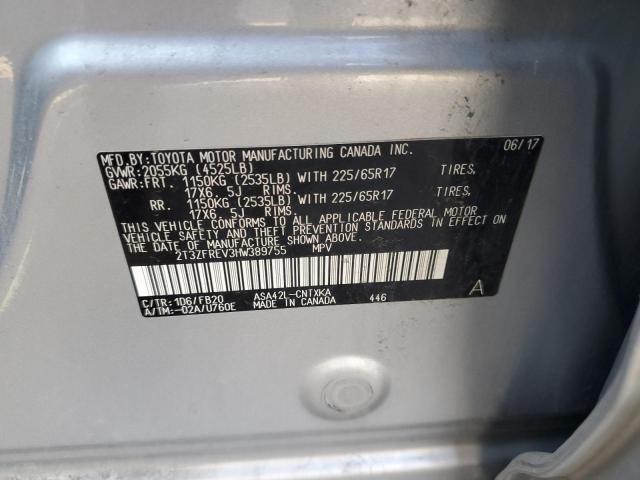 2T3ZFREV3HW389755 - 2017 TOYOTA RAV4 LE SILVER photo 13