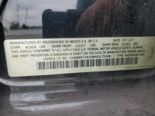 3VWRM71K58M017046 - 2008 VOLKSWAGEN JETTA SE 黑色 照片 13