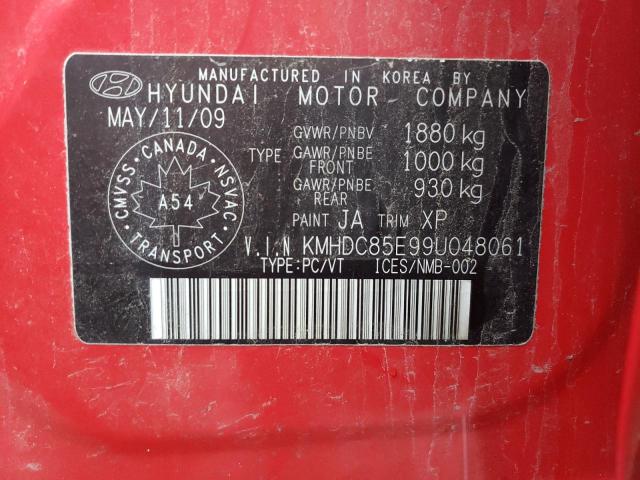 KMHDC85E99U048061 - 2009 HYUNDAI ELANTRA TO RED photo 12