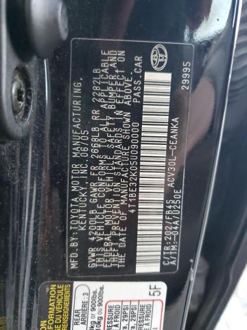 4T1BE32K05U090000 - 2005 TOYOTA CAMRY LE BLACK photo 12