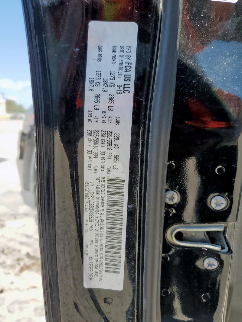 1C4PJLDB8KD433828 - 2019 JEEP CHEROKEE LIMITED Noir photo 12