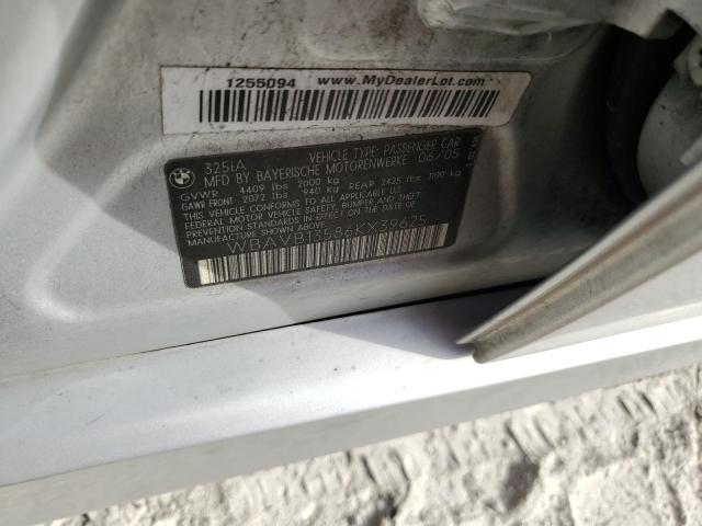 WBAVB13586KX39625 - 2006 BMW 3 SERIES I SILVER photo 12