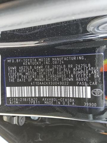 4T1DAACKXSU049022 - 2025 TOYOTA CAMRY XSE შავი ფოტო 13