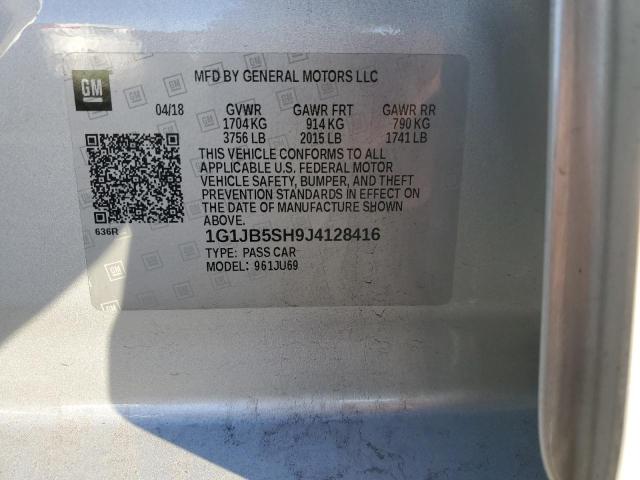 1G1JB5SH9J4128416 - 2018 CHEVROLET SONIC LS ვერცხლისფერი ფოტო 12