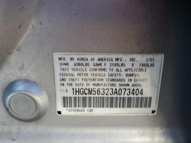 1HGCM56323A073404 - 2003 HONDA ACCORD LX SILVER photo 12