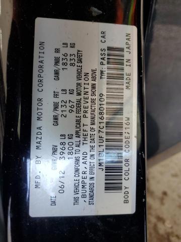 JM1BL1UF7C1680109 - 2012 MAZDA 3 I BLACK photo 12