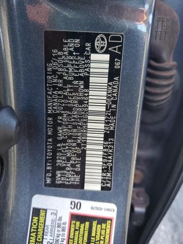 2T1BURHEXGC694648 - 2016 TOYOTA COROLLA L 银色 照片 12