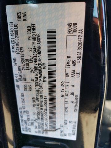 5LMCJ2C99GUJ00917 - 2016 LINCOLN MKC SELECT შავი ფოტო 14