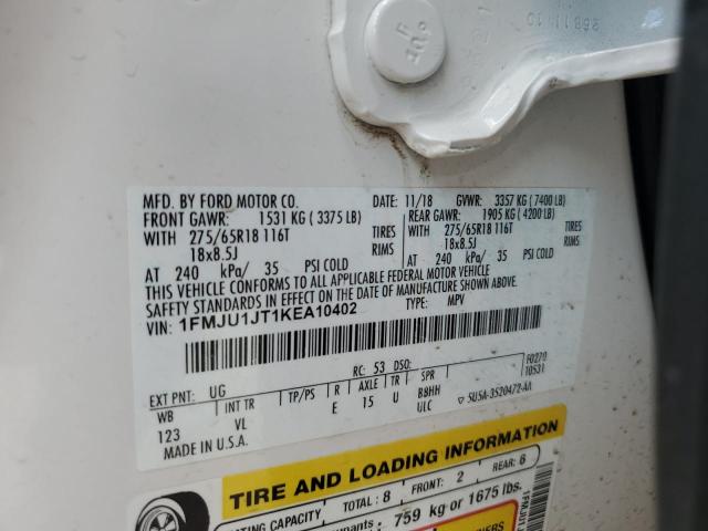 1FMJU1JT1KEA10402 - 2019 FORD EXPEDITION XLT WHITE photo 14