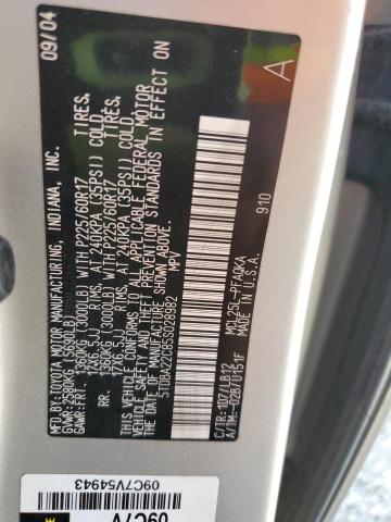 5TDBA22C85S028982 - 2005 TOYOTA SIENNA XLE GOLD photo 13